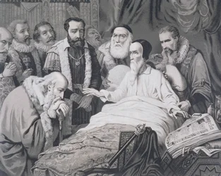 John Calvin (1509-1564) on his Death Bed